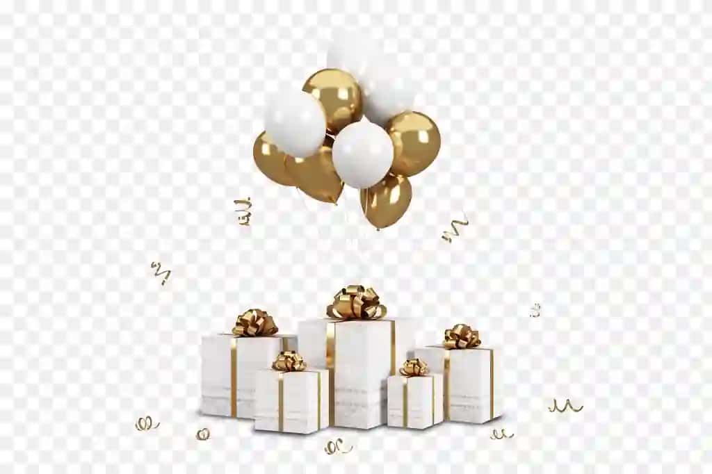 Rojdestvo sovg'alari qutisi sharlar izolyatsiya qilingan | Christmas gifts box balloons isolated