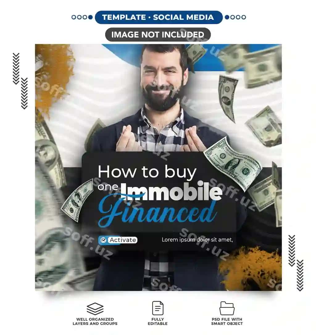 Ijtimoiy tarmoqlar ko'chmana uylar uchun kvadrat flyer shabloni psd | Social media real estate houses psd square flyer template