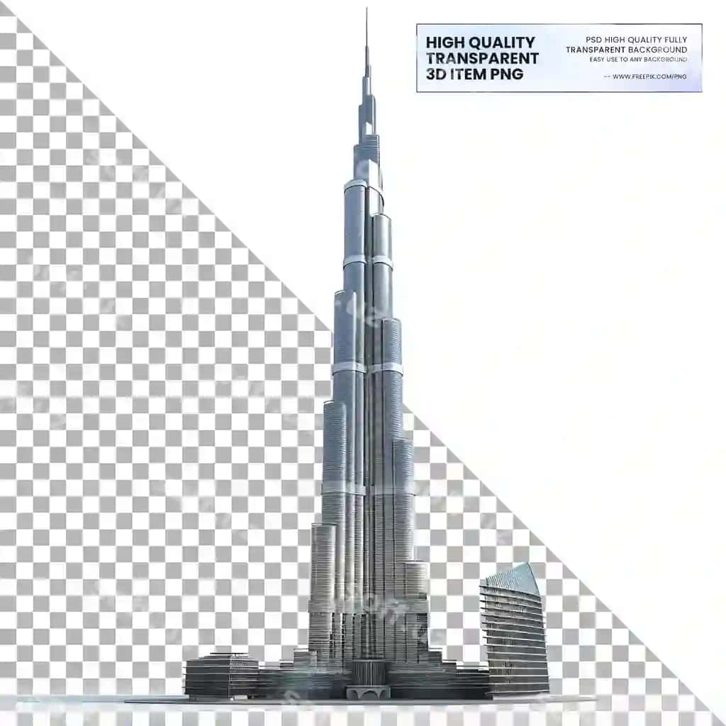 Burj Xalifa 3D modeli eng baland bino shaffof fon | Burj khalifa 3d model tallest building transparent background