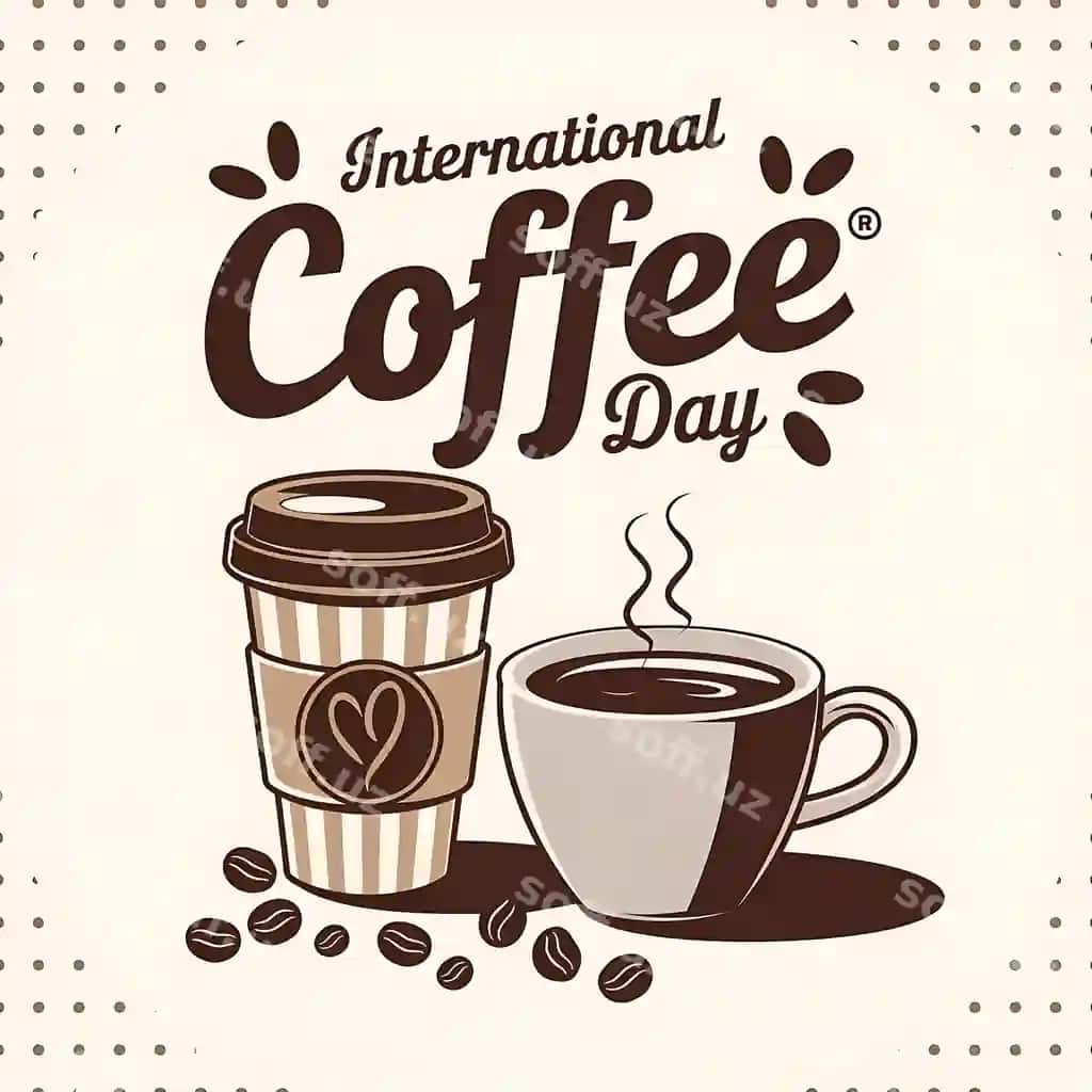 Poster kofe kun choynalar bilan kofe choynalari | Poster coffee day with cups cup coffee