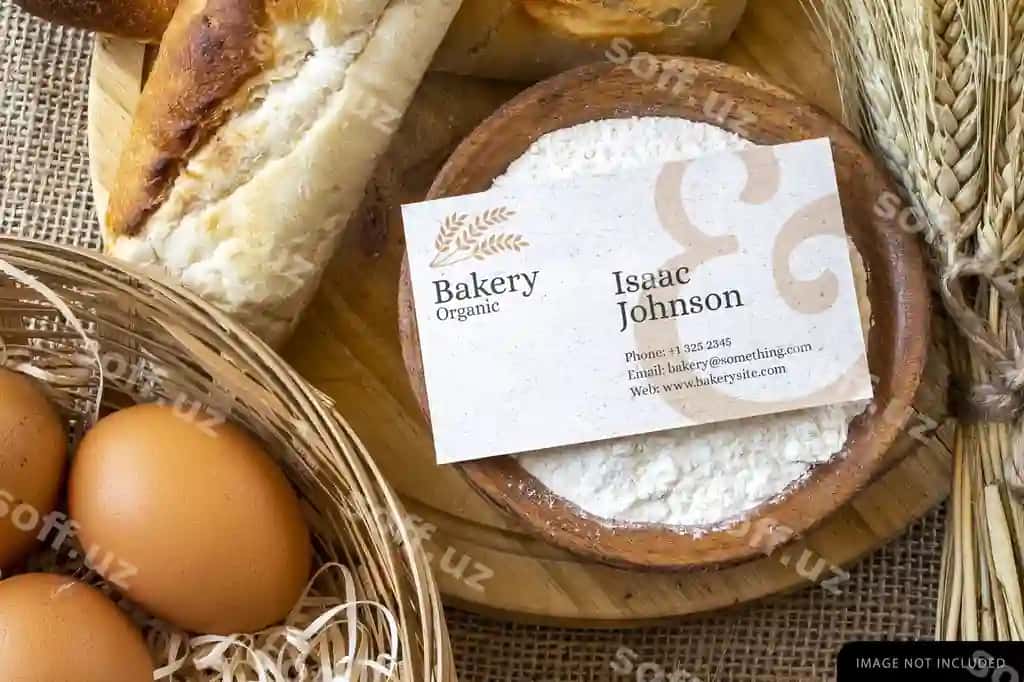 Pechenyachi biznes karta namunasi | Bakery business card mockup 2