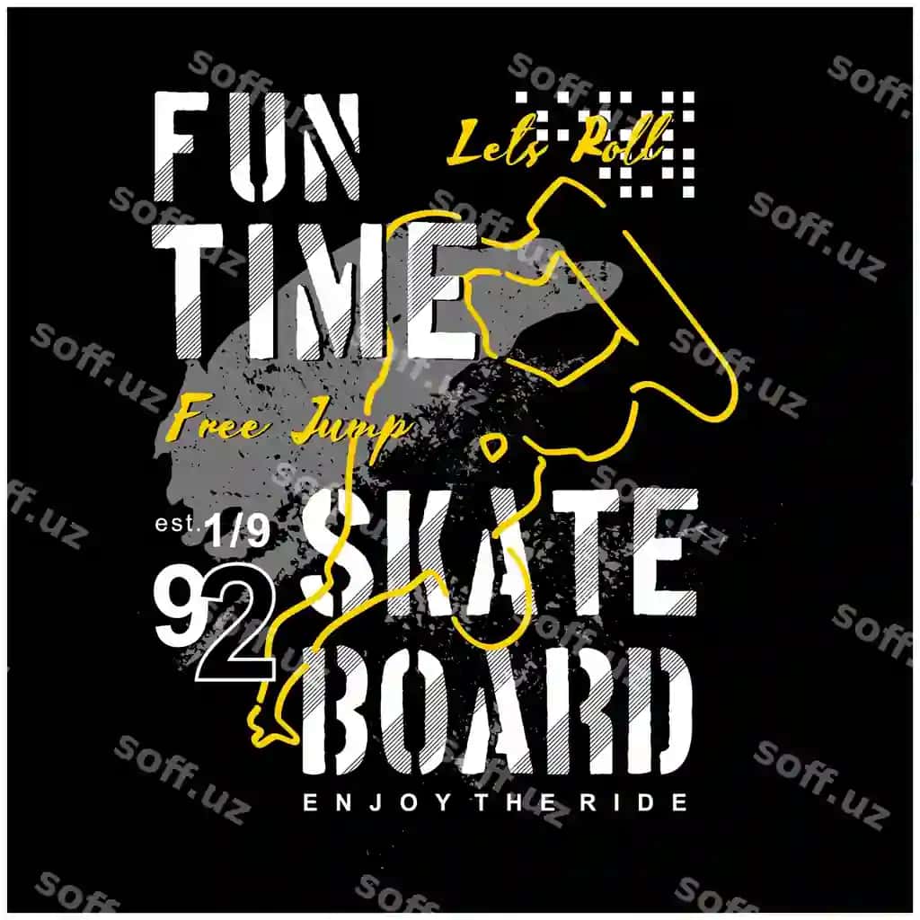 Funs vaqt skateboard vektor grafika futbolka tipografiyasi | Fun time skateboard vector graphic tshirt typography