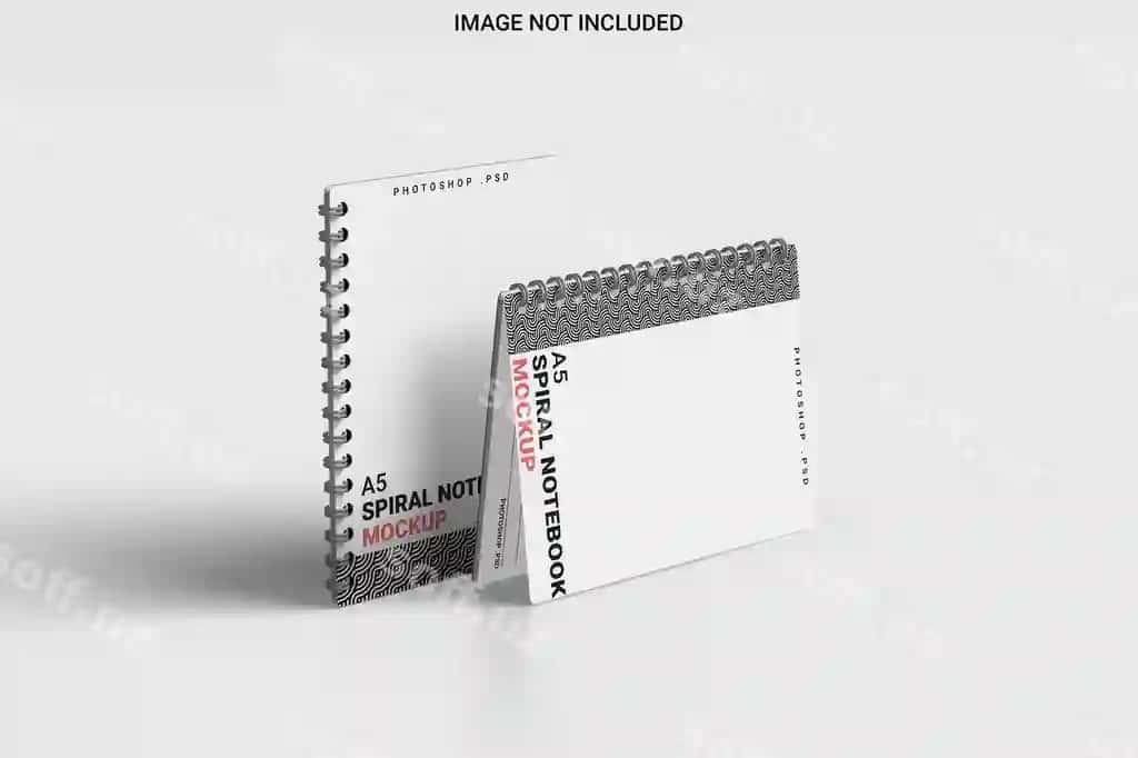 Spirallı daftar namunasi chap tomondan ko'rinish ajraltirilgan | Spiral notebook mockup left view isolated