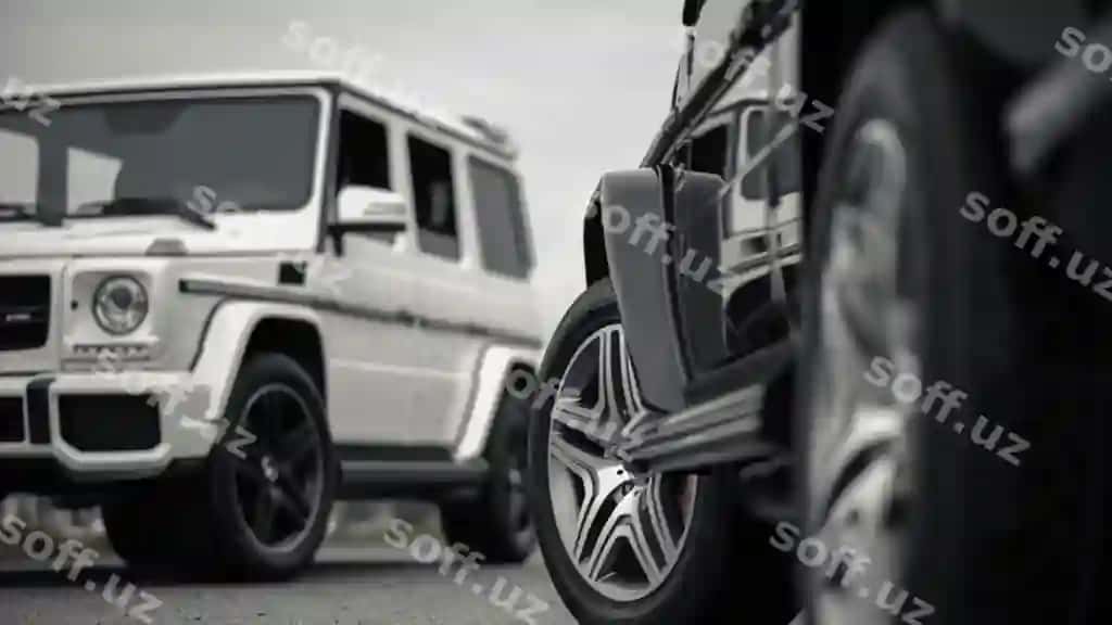 Oq Mercedes Benz G-klass parking lotda to'xtatilgan. | White mercedes benz g class is parked parking lot