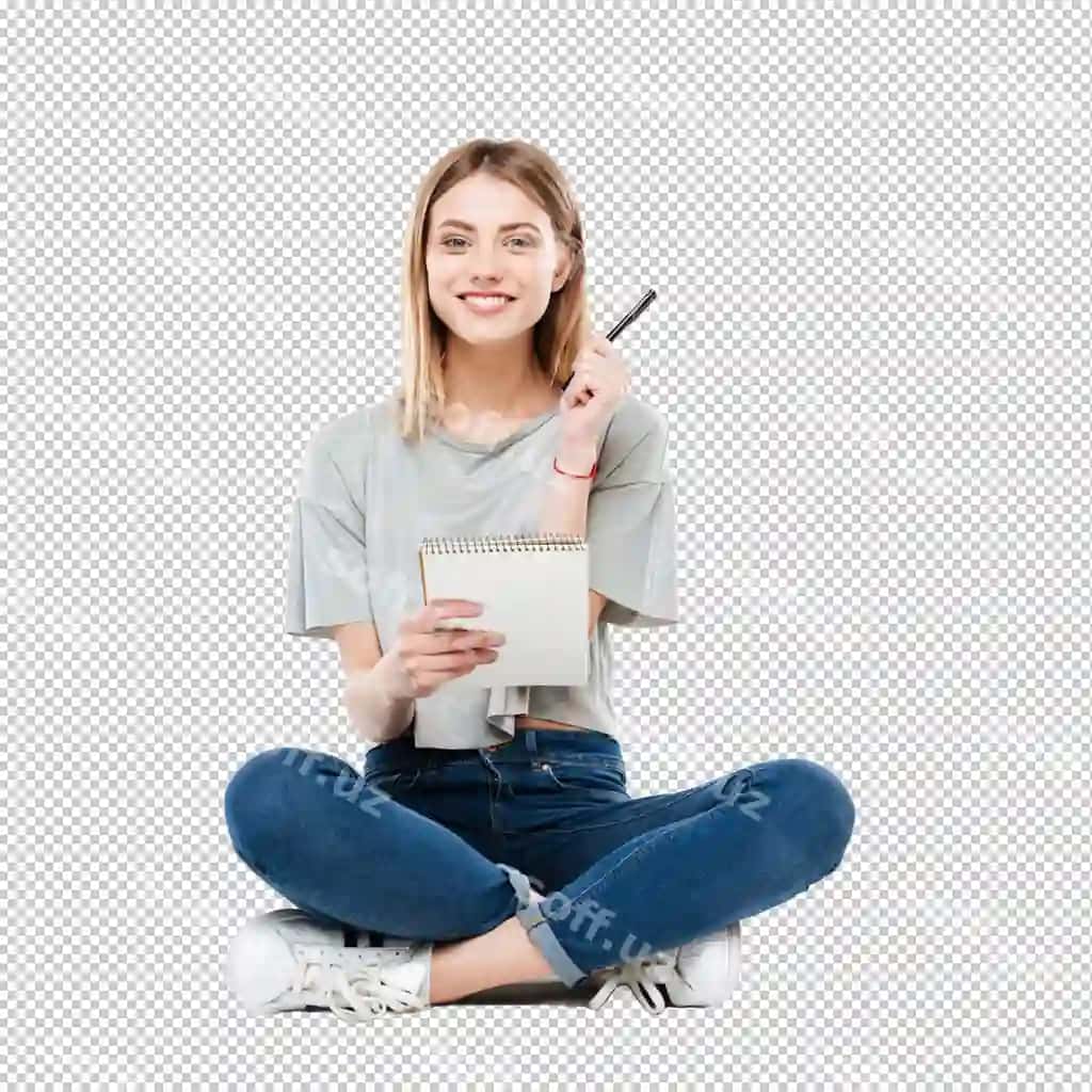 Qalam daftaridan foydalanadigan yosh ayol | Young woman using pencil notebook