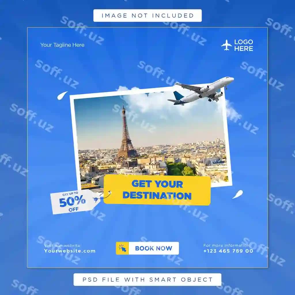 Sayohat ijtimoiy media Instagram posti dizayn shabloni | Travel social media instagram post design template