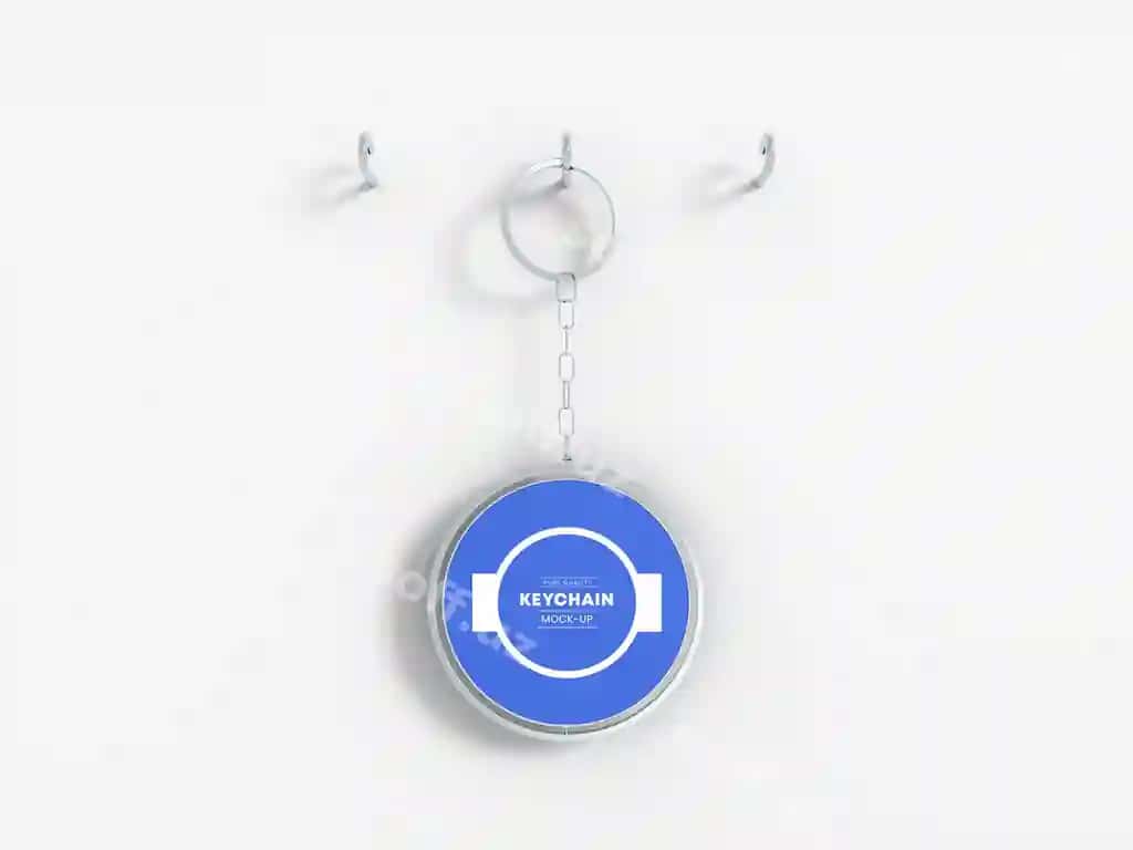 Aylanma metal kalit ip namunasi | Circular metal keychain mockup