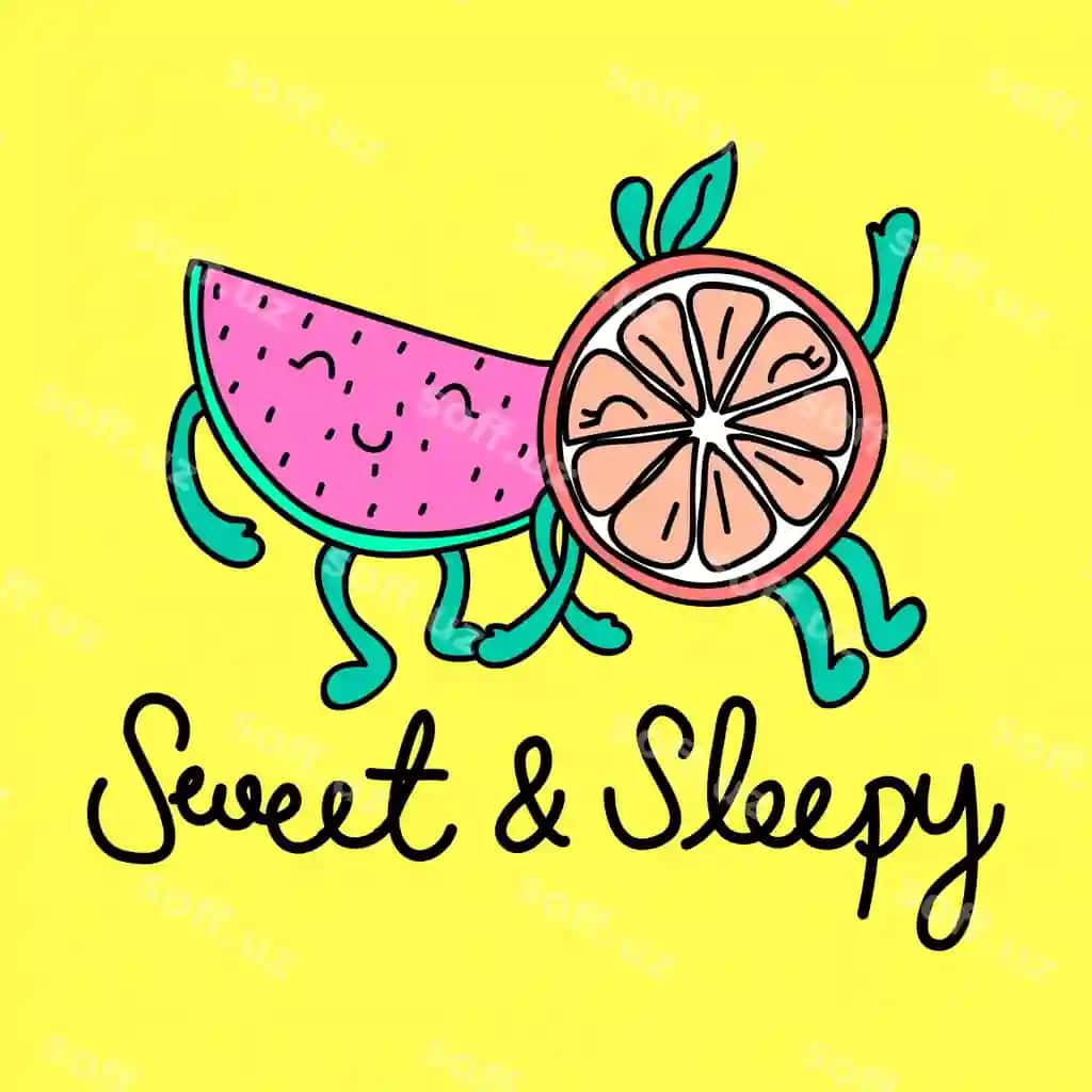 Vektor shirin matn meva shaxslar illustratsiyasi | Vector sweet text fruit characters illustration
