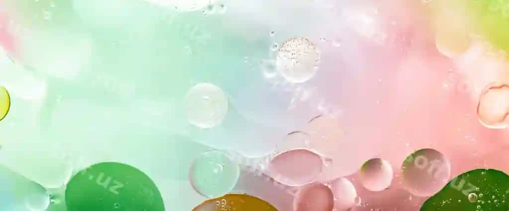 Mavhum moyli suv pufakchalari pastel pushti yashil fon | Abstract oil water bubbles pastel pink green background