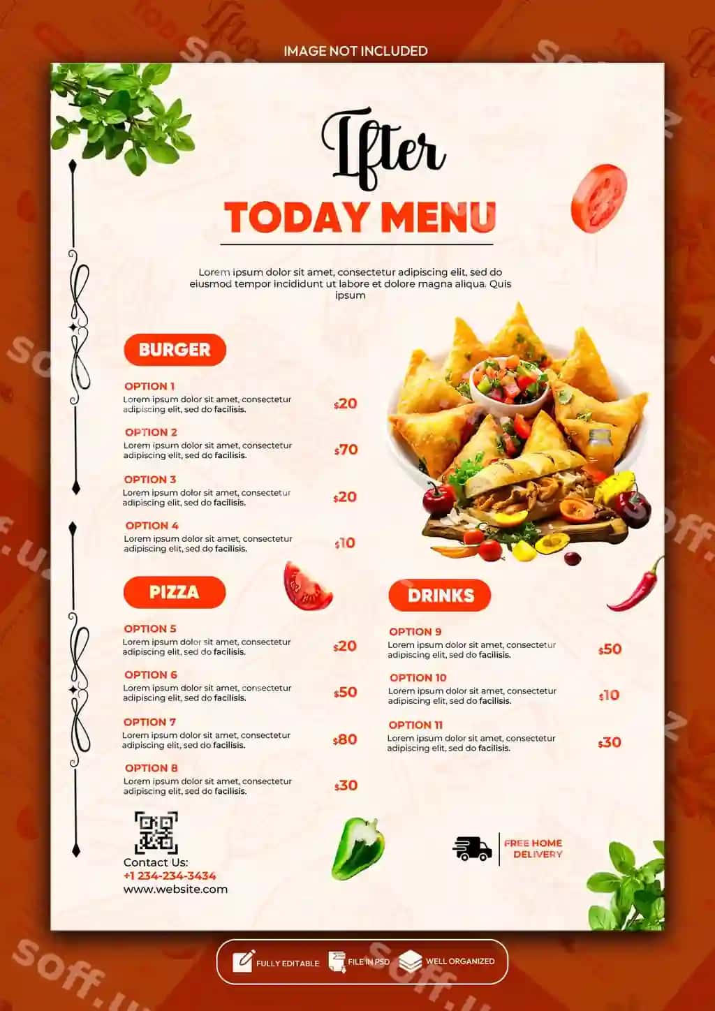 Restoran maxsus ovqatlar menyu plakati dizayn shabloni | Restaurant special food menu poster design template