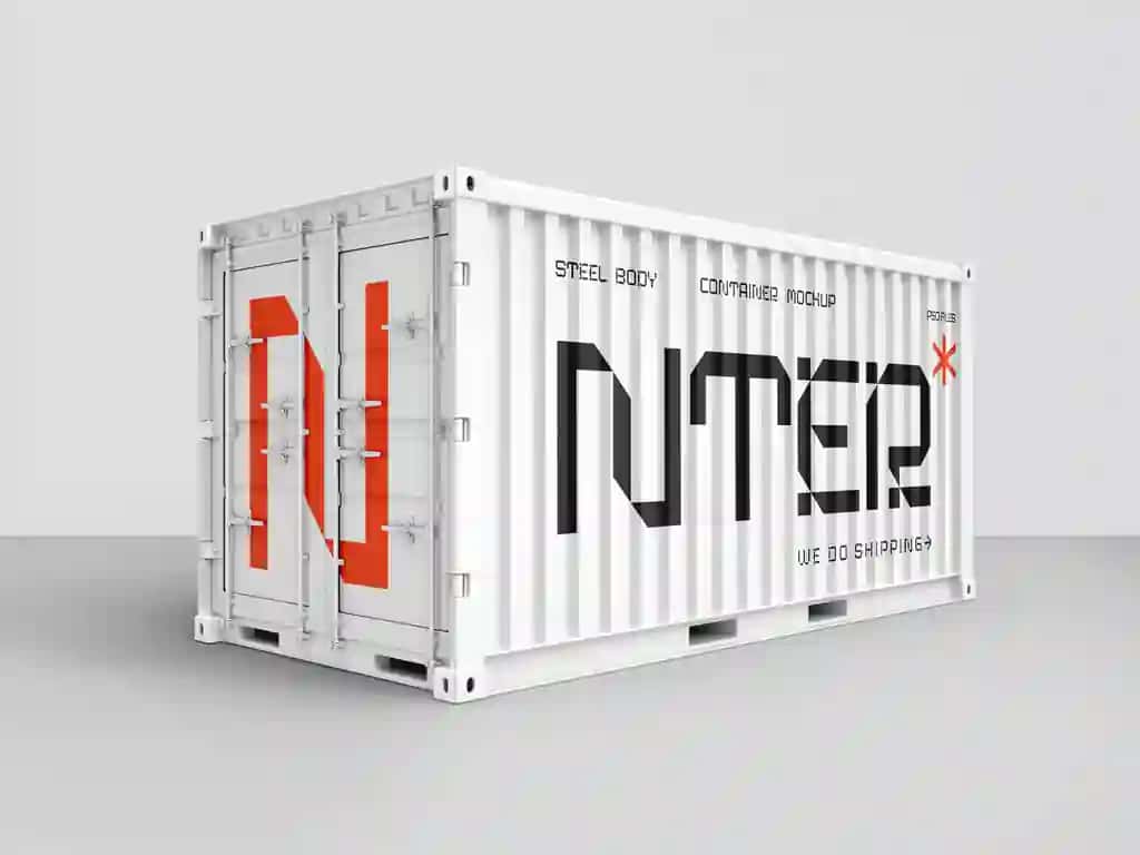 Yuk tashish konteynerini saqlash maketi | Shipping container storage mockup
