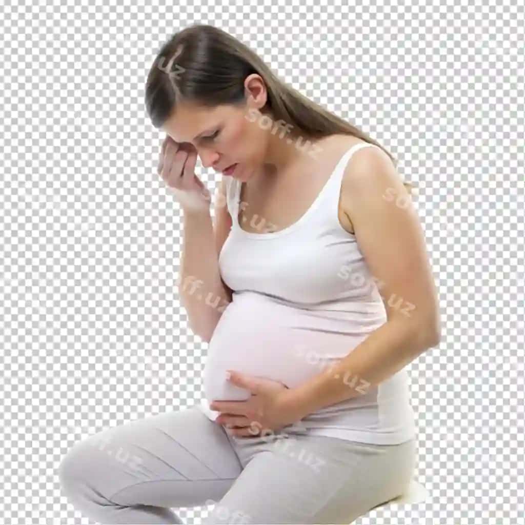 Sabahlarcha charchayotgan homilador ayol shaffof orqa fon | Pregnant woman having morning sickness transparent background
