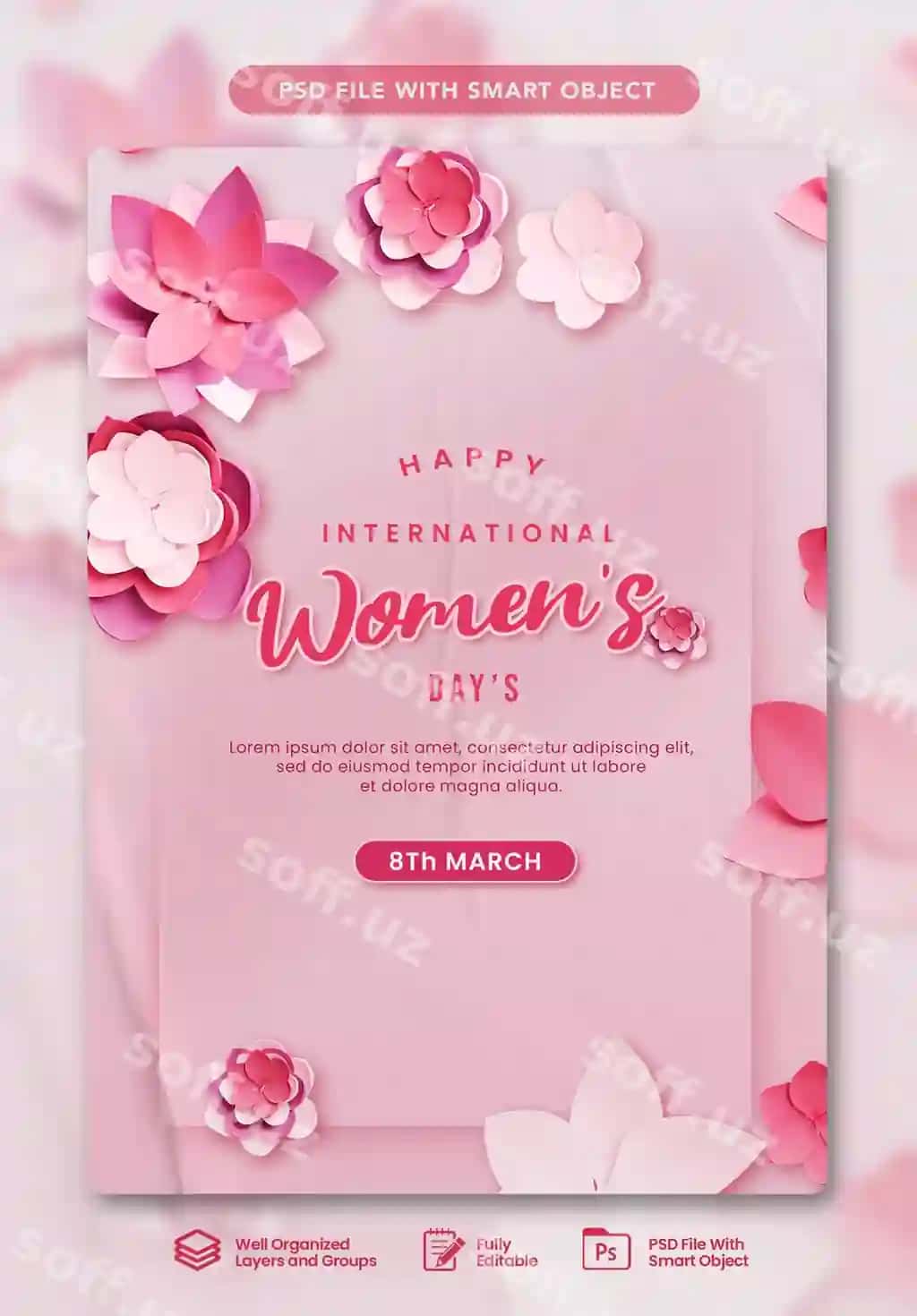 Baxromli Ayollar Kuni Kartochkasi | Happy womens day card
