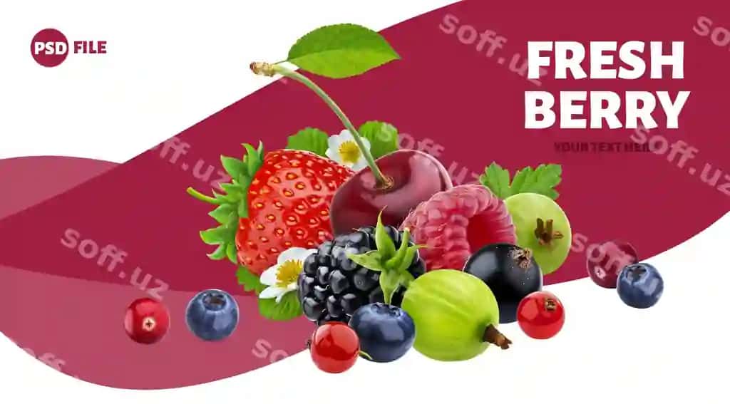 Boshqa yovar beri to'plami bayroq | Pile different wild berries banner