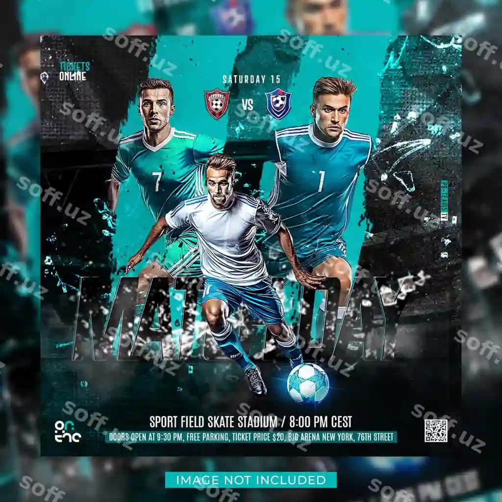 Futbol o'yini kuni uchun ijtimoiy media banner shabloni | Soccer football match day flyer social media banner template