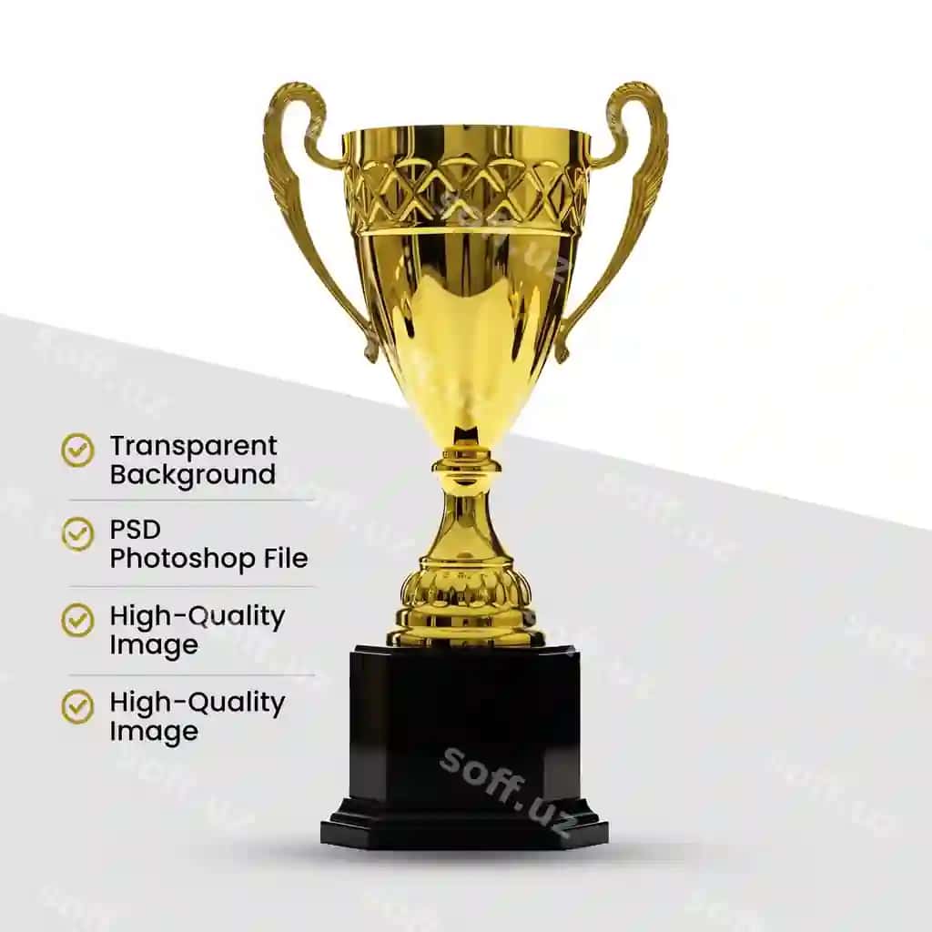 Nafis oltin kubok kubogi izolyatsiya qilingan shaffof fon belgisi | Elegant golden trophy cup isolated transparent background symbol