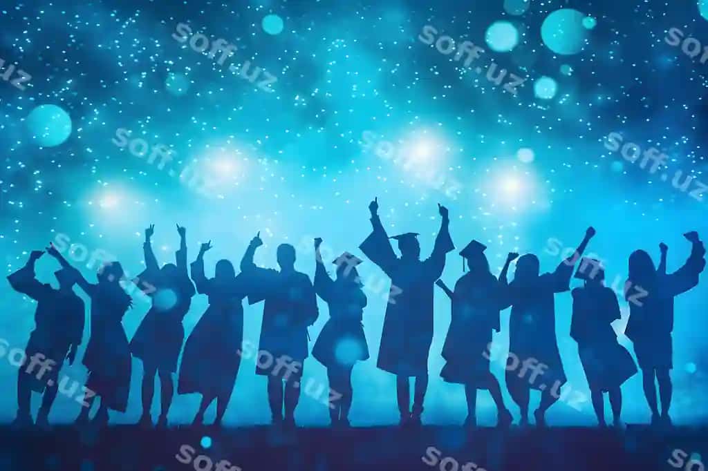 Bitiruv marosimi vektor tasviri | Graduation ceremony vector illustration