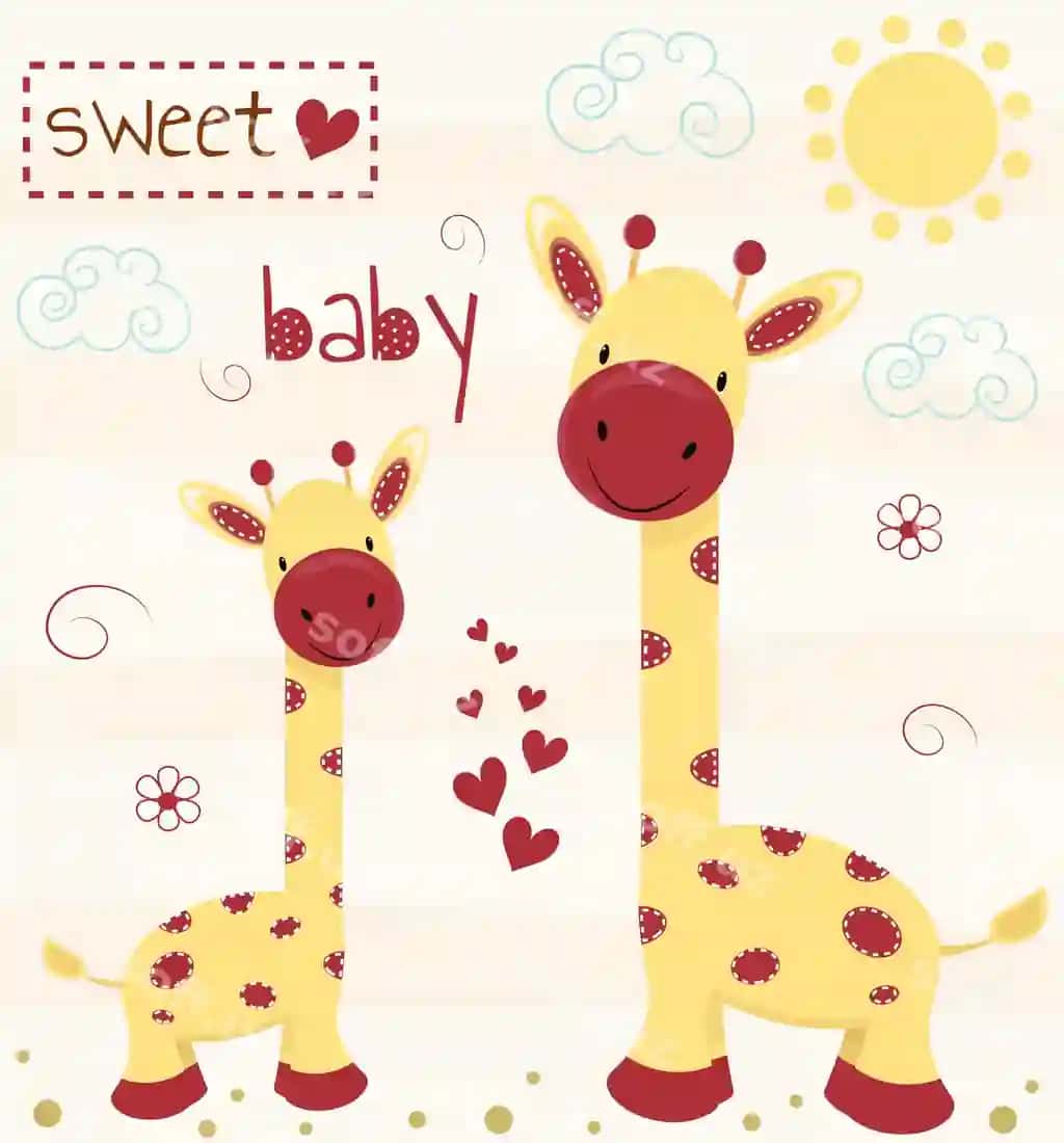 Chiroyli girafflar shirin bolalar yozuvni bilan | Cute giraffes with sweet baby inscription