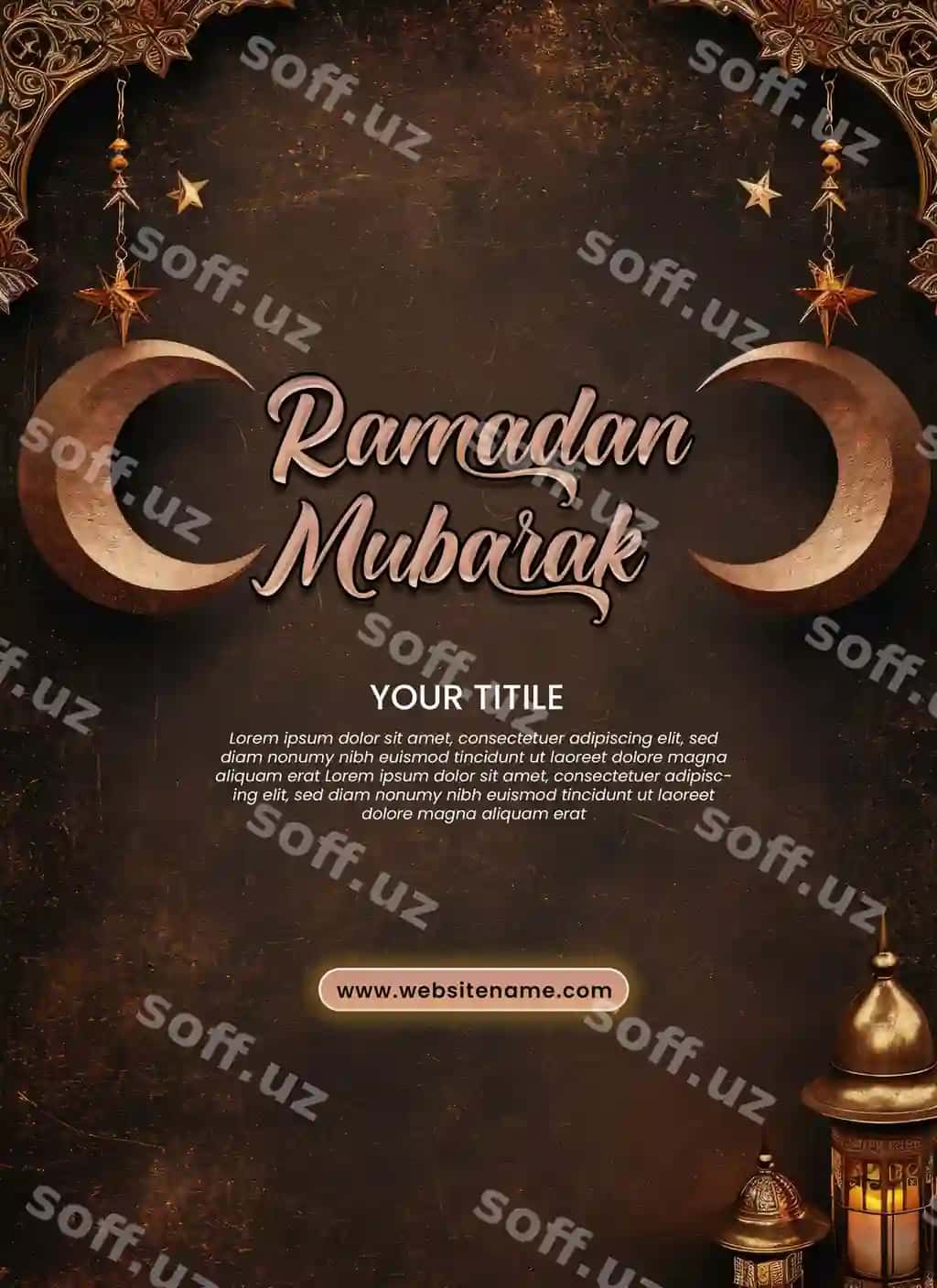 3d render tabrik kartasi dizayni Ramazon muborak jigarrang rang Ramadan | 3d rendering greeting card design ramadan mubarak brown color ramadan