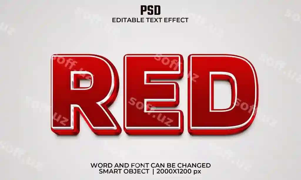 Qizil 3D tahrirlanadigan matn effekti premium psd fon bilan | Red 3d editable text effect premium psd with background