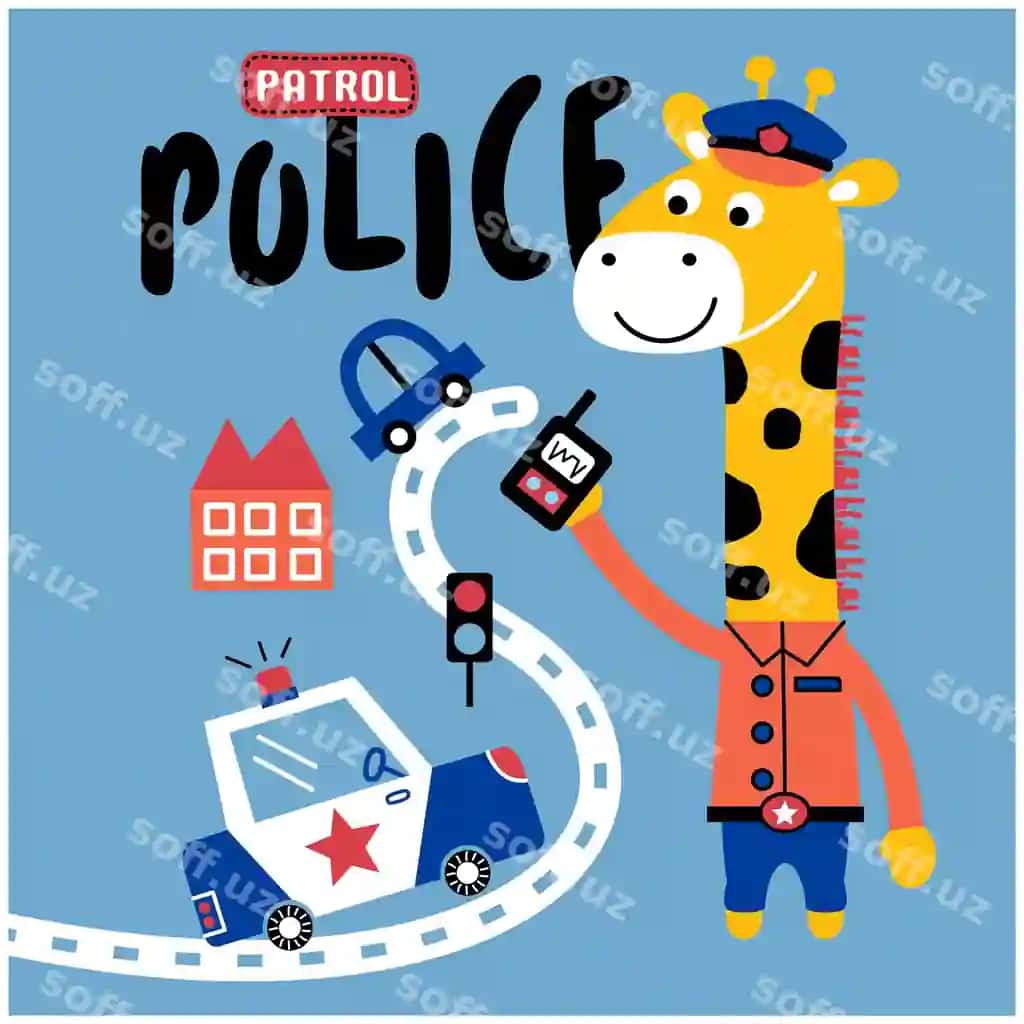 Jangiraf politsiyasi kulgili hayvon karyakatur | Giraffe police funny animal cartoon