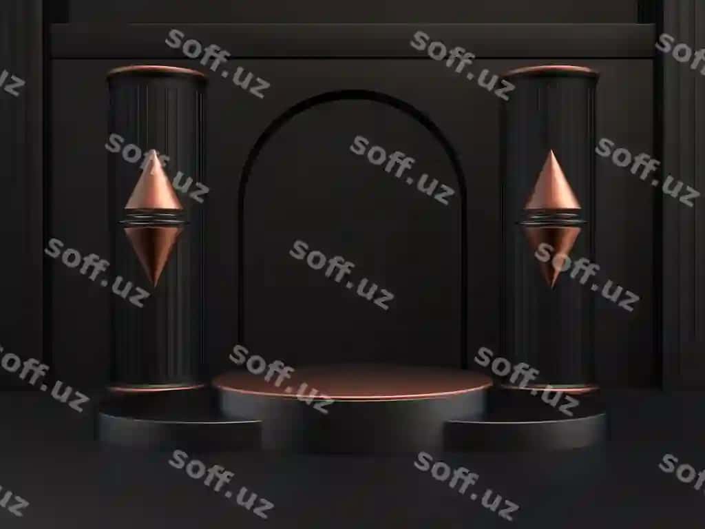 3d qora silindr abstrakt realistik stoyka podium | Abstract realistic 3d black cylinder stand podium