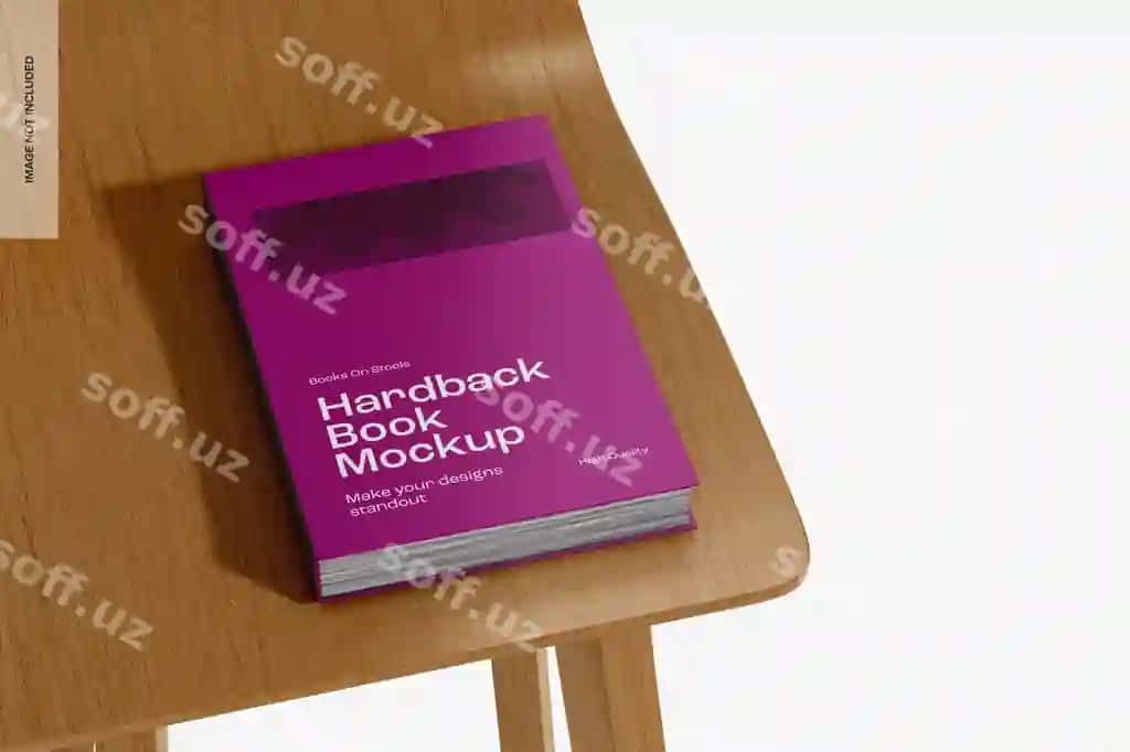 Qattiq mukattoli kitob mockup perspektivasi | Hardback book mockup perspective