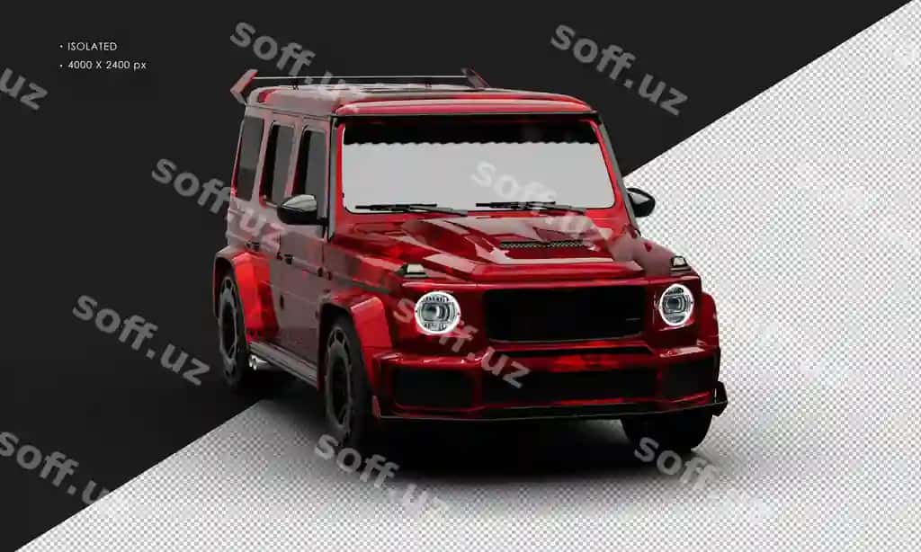 Ajralgan realistik metalik qizil kamuflâj zamonaviy toza sport SUV | Isolated realistic metallic red camouflage modern pure sport suv