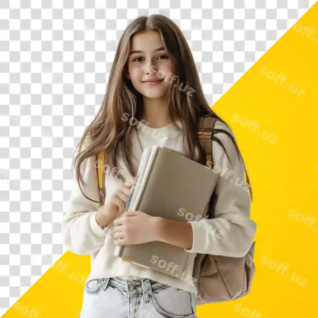 Yosh qiz talaba baxtli guladi | Png young girl student smiling happy
