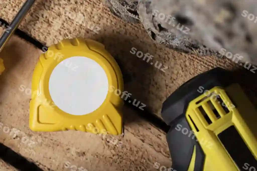 Yuqori ko'rinishdagi o'lchov lenta namuna dizayni | Top view measuring tape mockup design