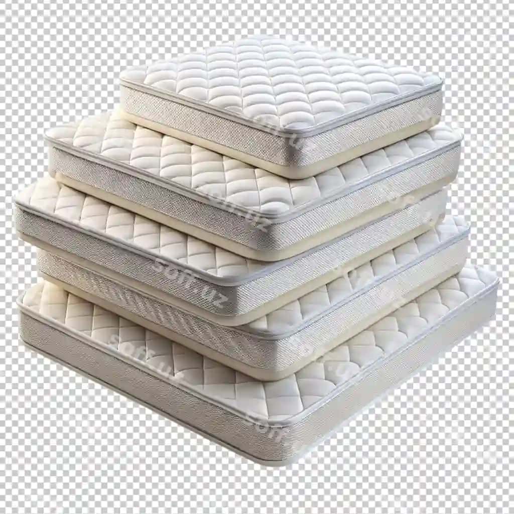 Shaffof fon uchun oq rangli guruhli matras | Group white bed mattress transparent background