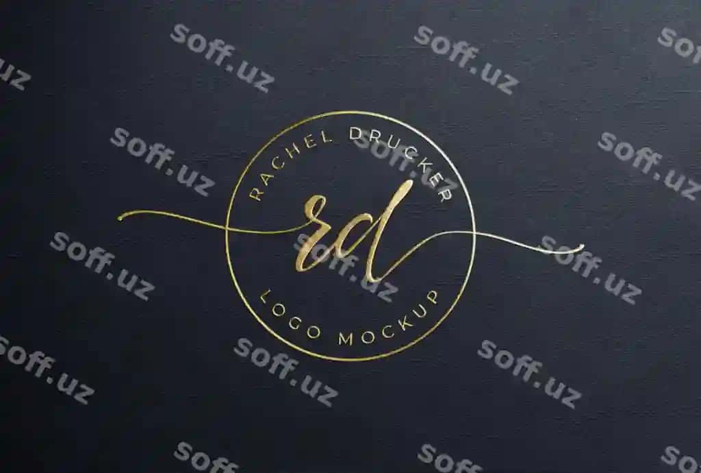 Feminin oltin foliya hot stamping logotip mockup qora qog'oz | Feminine gold foil hot stamping logo mockup black paper