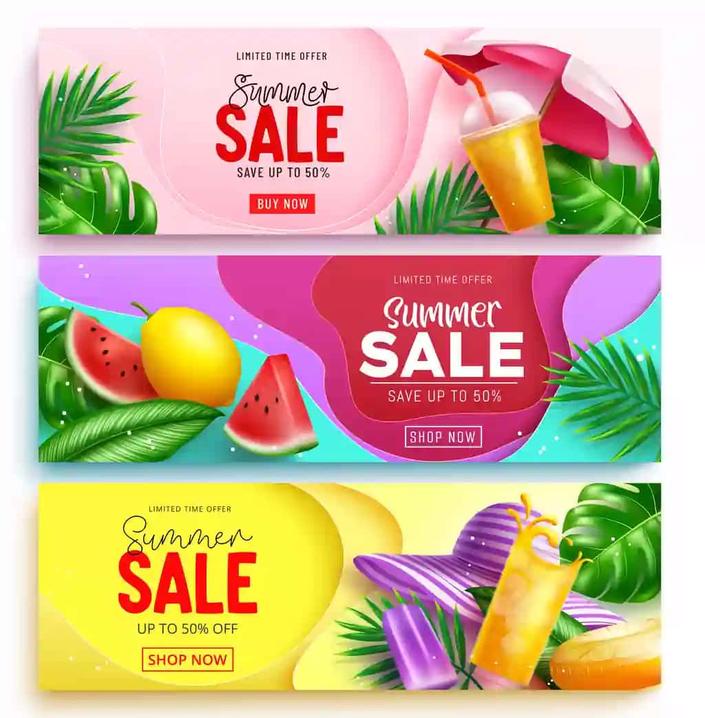 Yozgi savdo vektor banneri cheklangan vaqt bilan yozgi sotuv matni | Summer sale vector banner set summer sale text with limited time