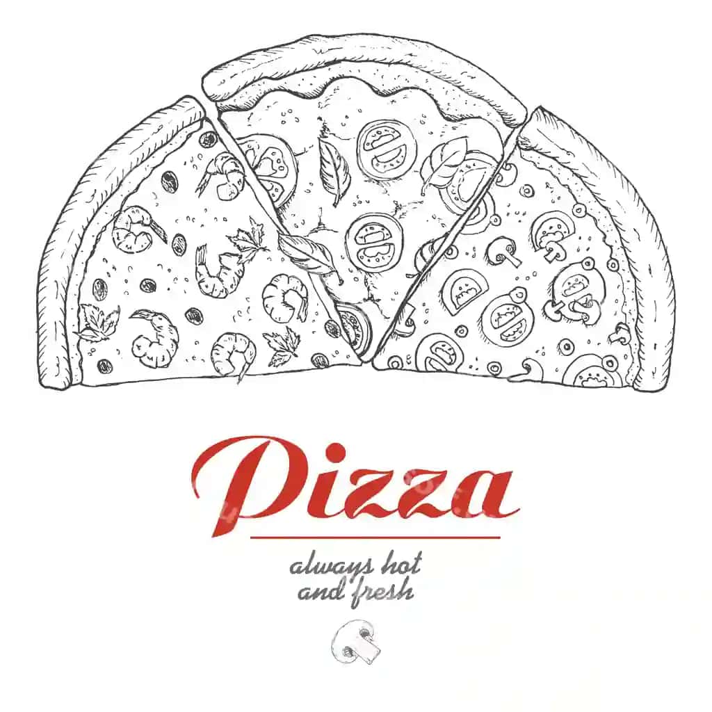Pitsa bo'laklari bilan vektor fon | Vector background with pieces pizza