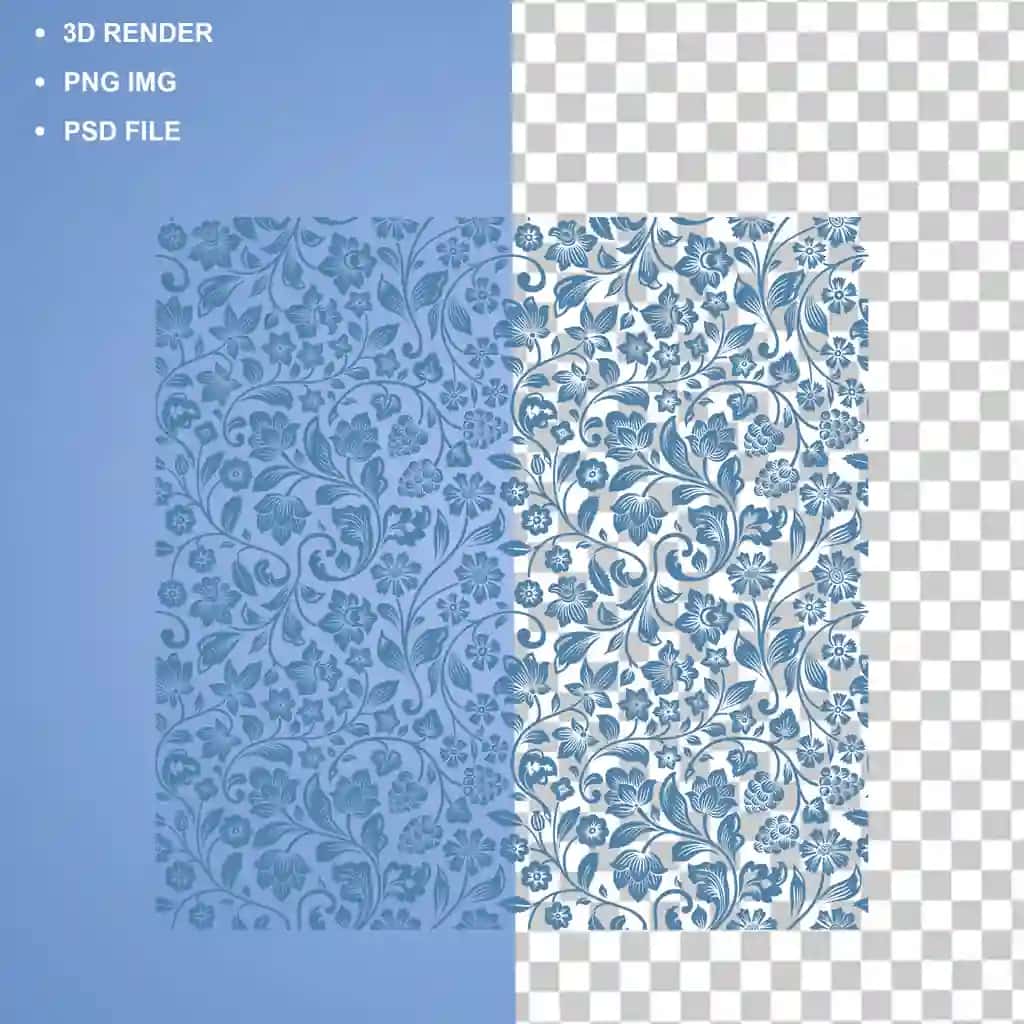 Zarif ko'k gul naqshli dekorativ dizayn | Elegant blue floral pattern decorative design