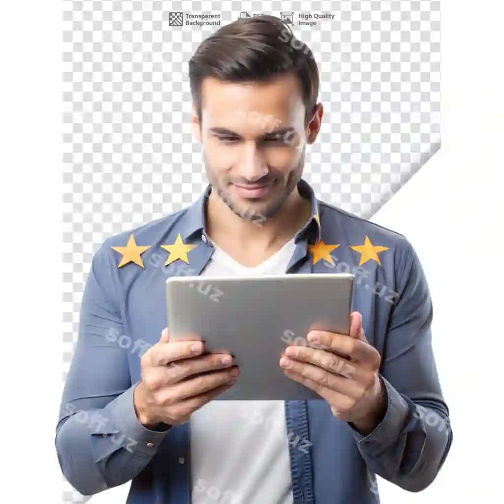 Birinchi shaxs tablet bilan ekran bilan olashuvchi | Man holding tablet interacting with screen