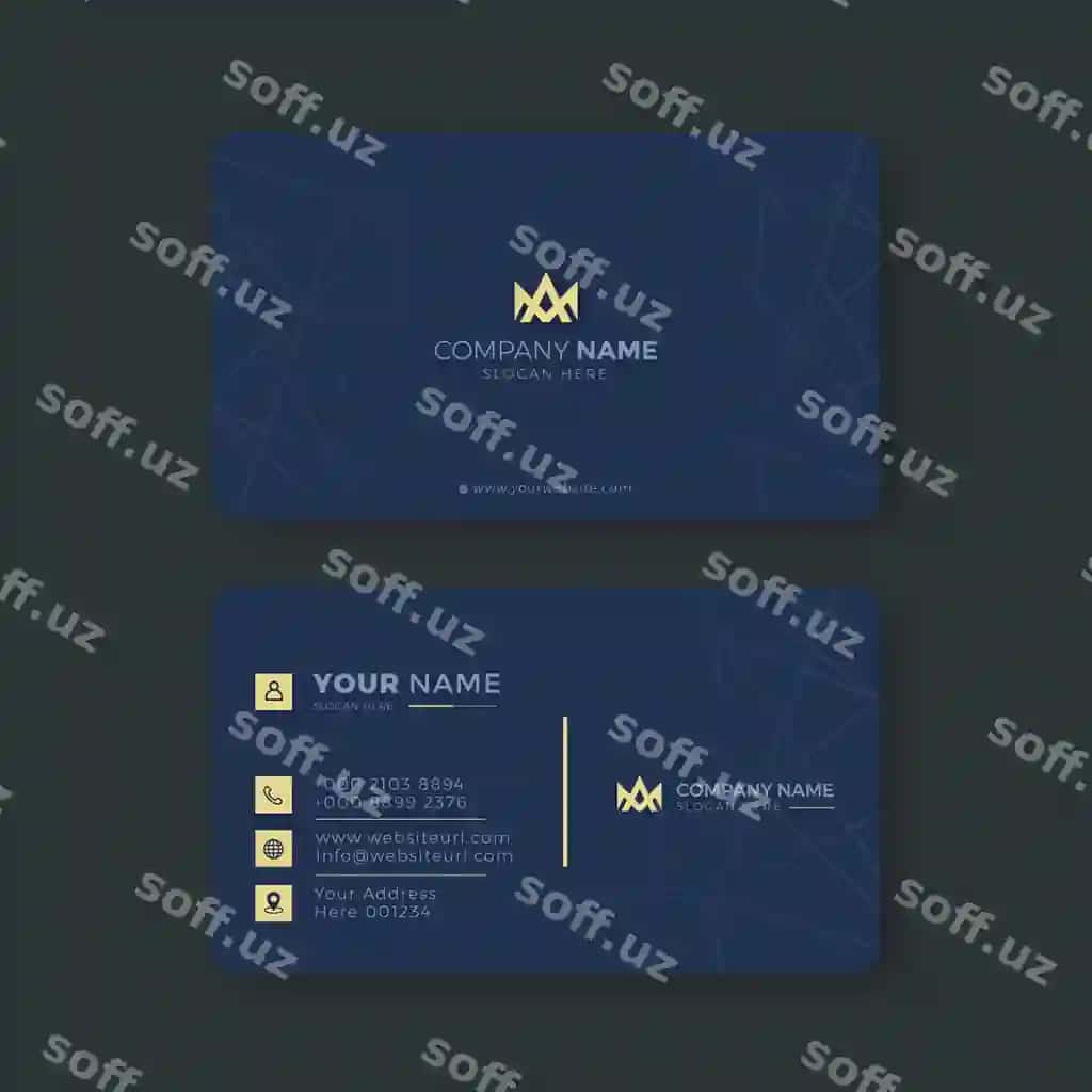 Professional, Elegant, Ko'k, Oq, Zamonaviy Biznes Karta Dizayn Shabloni | Professional elegant blue white modern business card design template