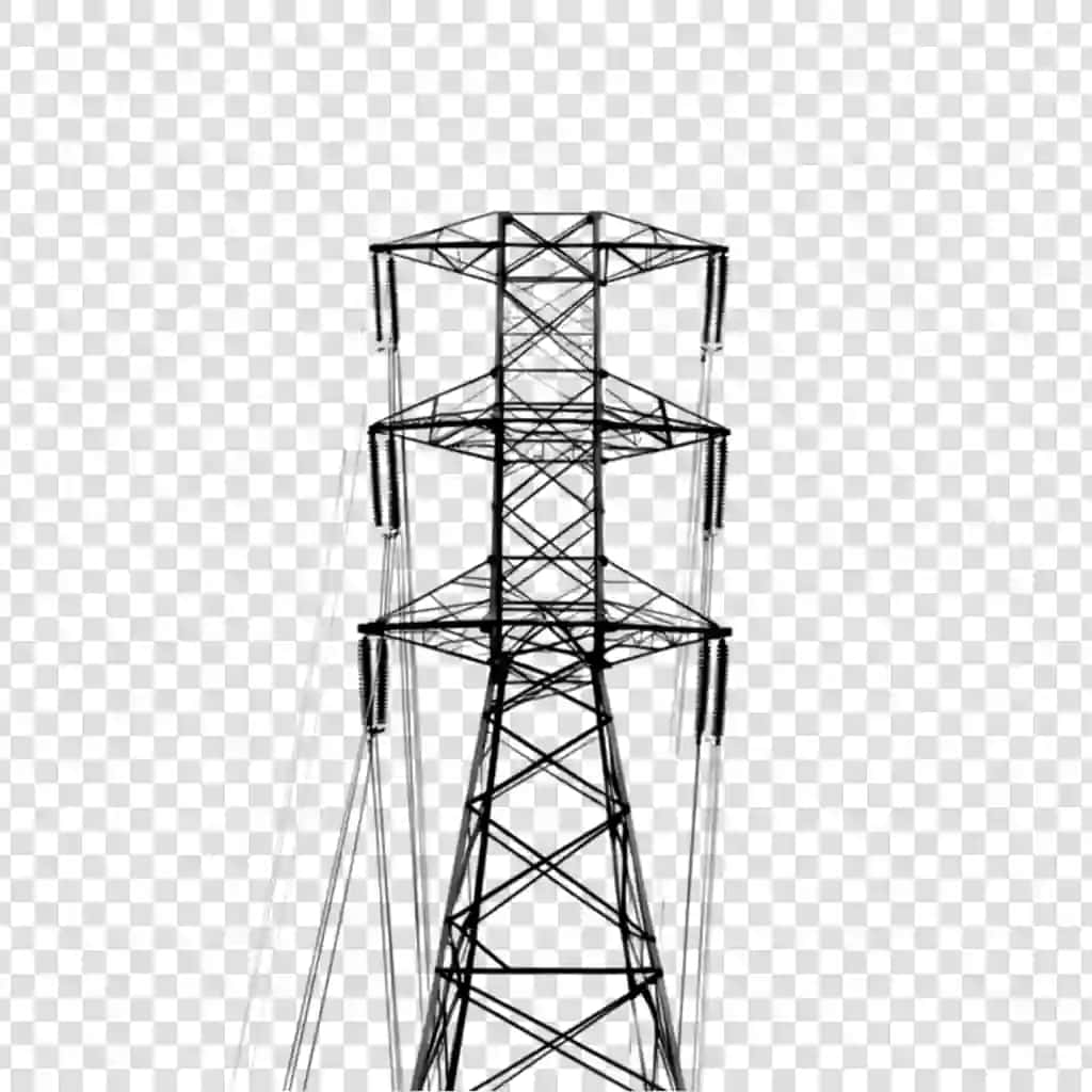 Shaffof fonda elektr uzatish minorasi | Power transmission tower against transparent background