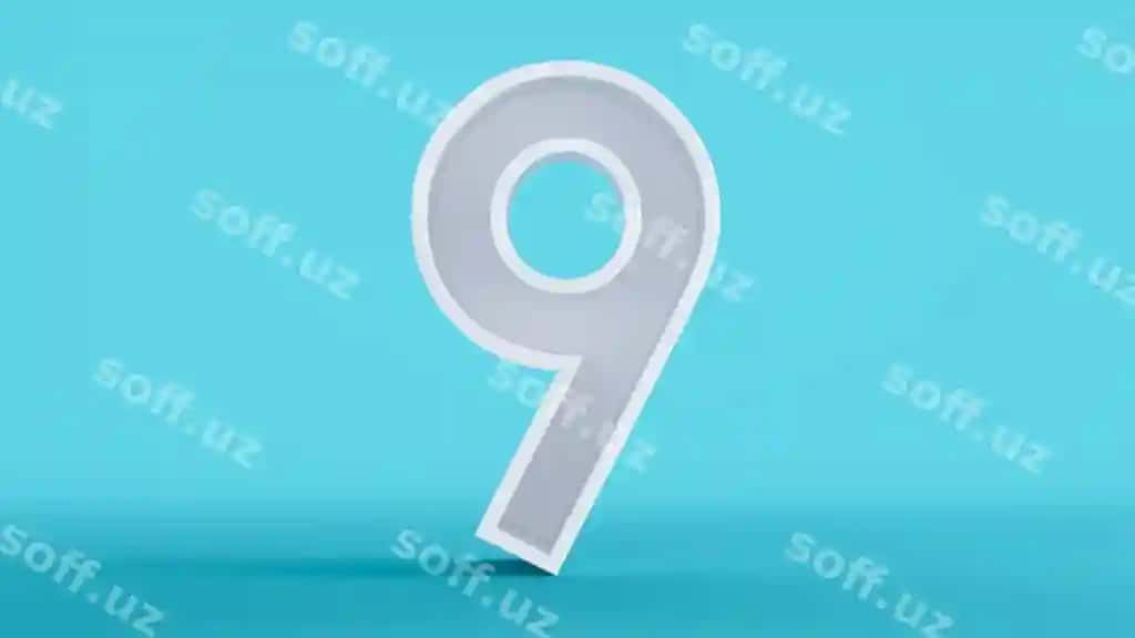 3d render oq to'qqiz ajraltirilgan rangli ko'k fon to'qqiz soni | 3d render white number nine isolated colorful blue background number 9