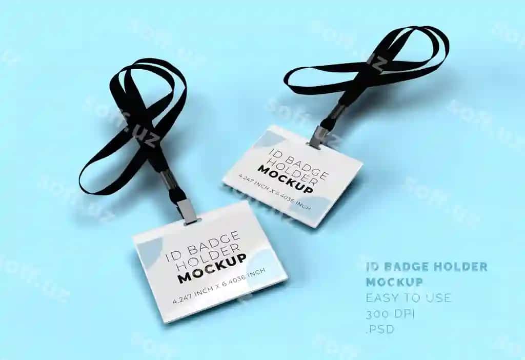 ID belgisi baget ushlovchi model | Id tag badge holder mock up