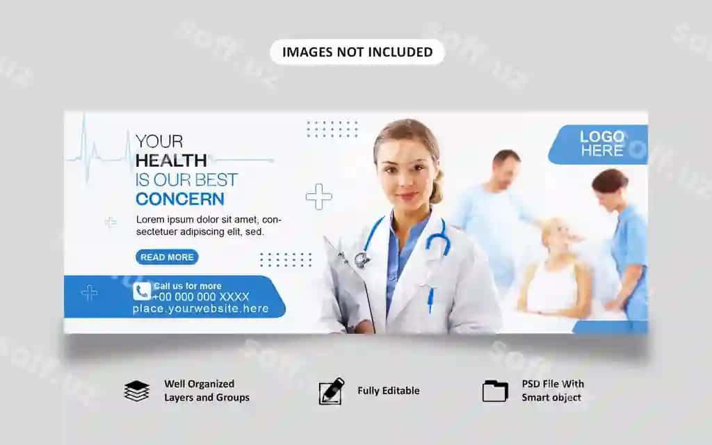 Tibbiy sog'liqni saqlash ijtimoiy media veb baner shabloni | Medical health care social media cover web banner template