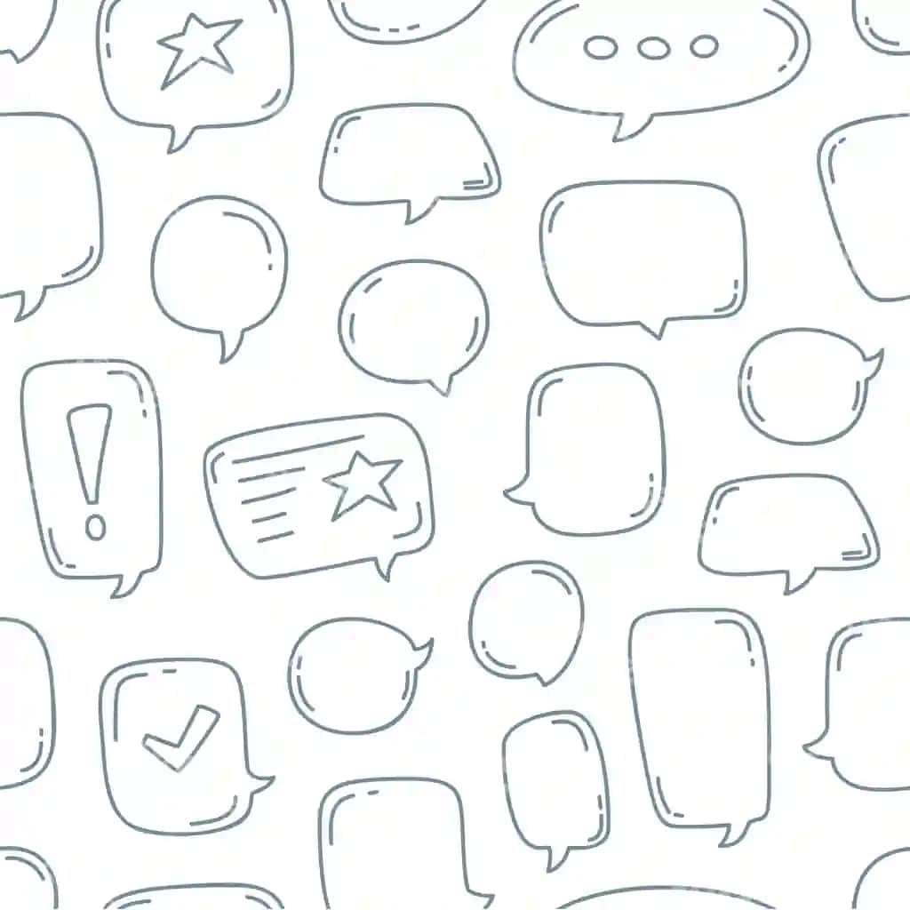 Qo'l bilan chizilgan chizik so'zlar qutisi chegarasiz takrorlanadigan naqsh | Hand draw doodle speech bubbles seamless pattern