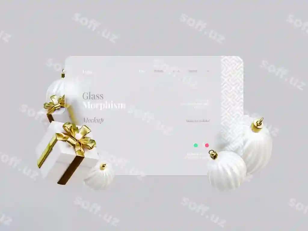 3d interfeys mockup shabloni glass morphism effekti bilan qish bayrami | 3d interface mockup template with glass morphism effect christmas