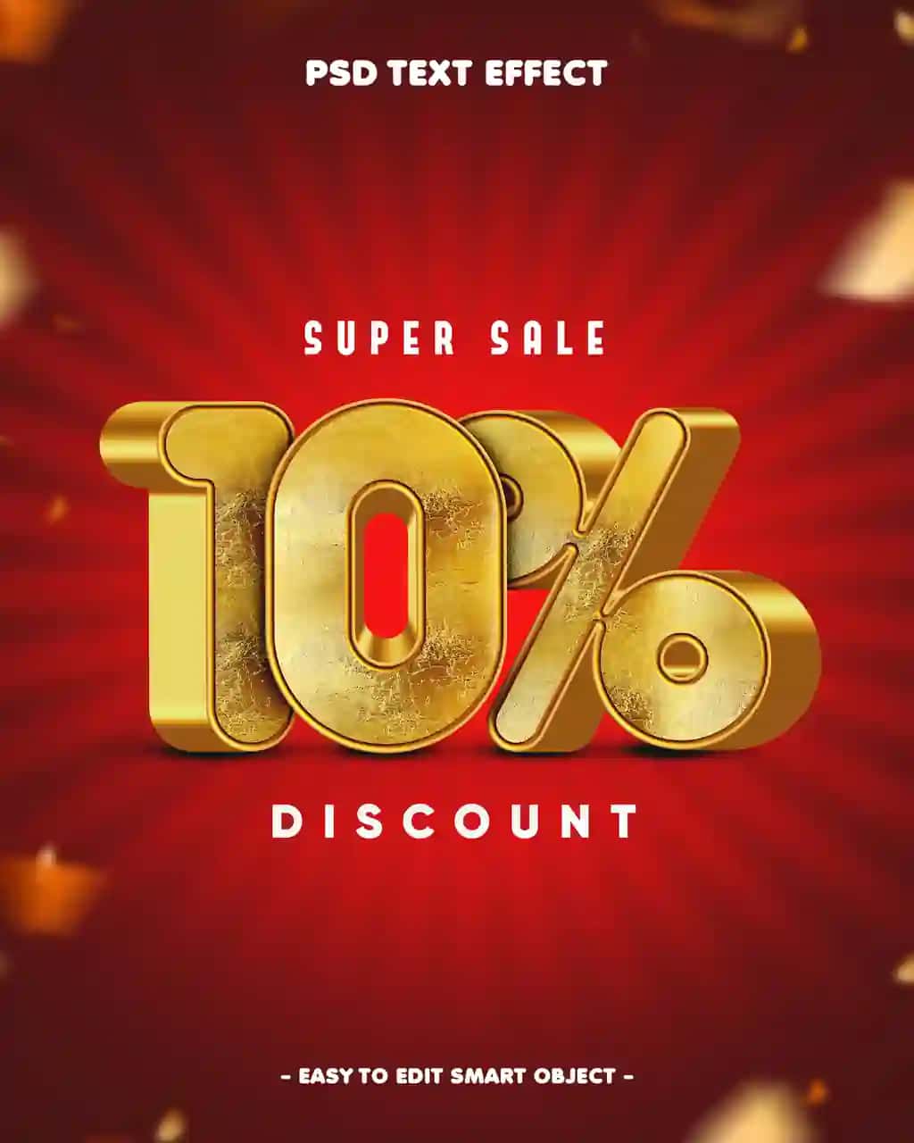 10 foiz chegirmali tahrirlanadigan matn effekti | 10 percent discount editable text effect