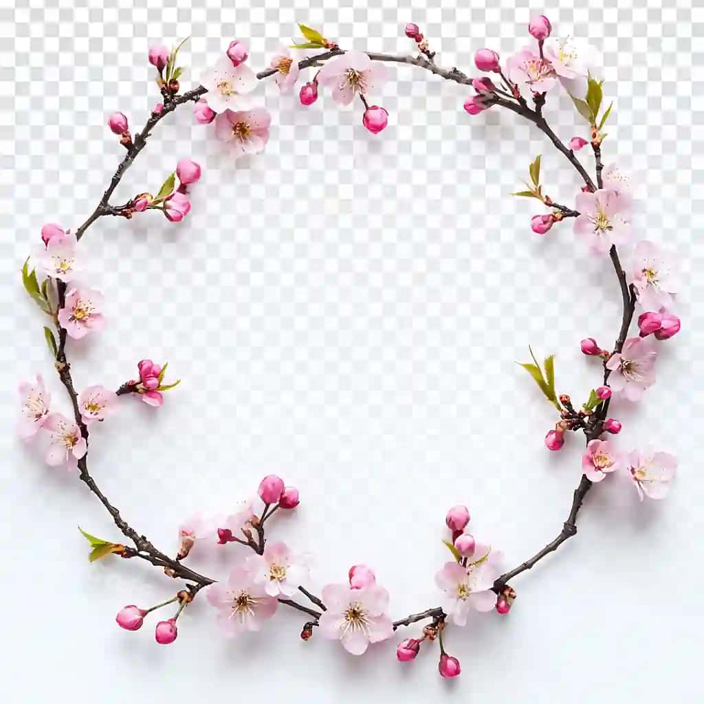 Elegant gilos portigi chegara ramka oq fon | Elegant cherry blossom border frame white background