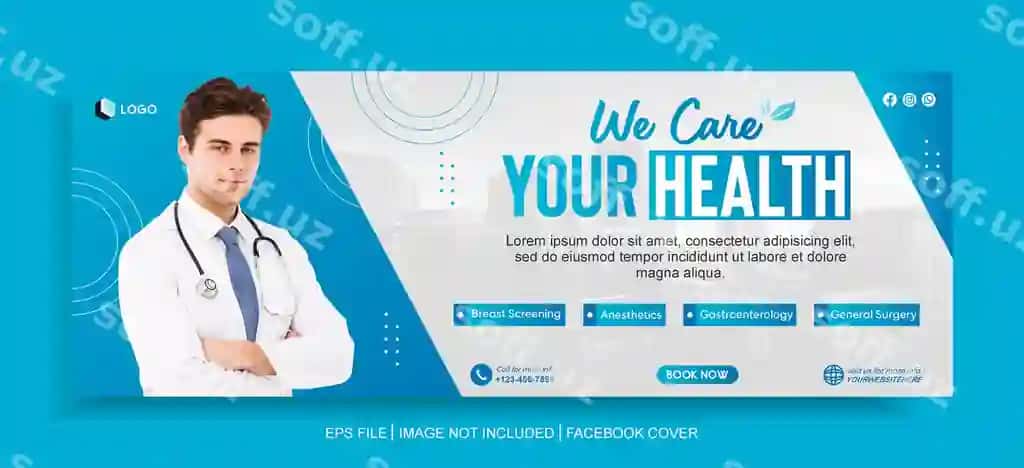 Sog'liqni saqlash veb Facebook baner shabloni | Health care web facebook banner template