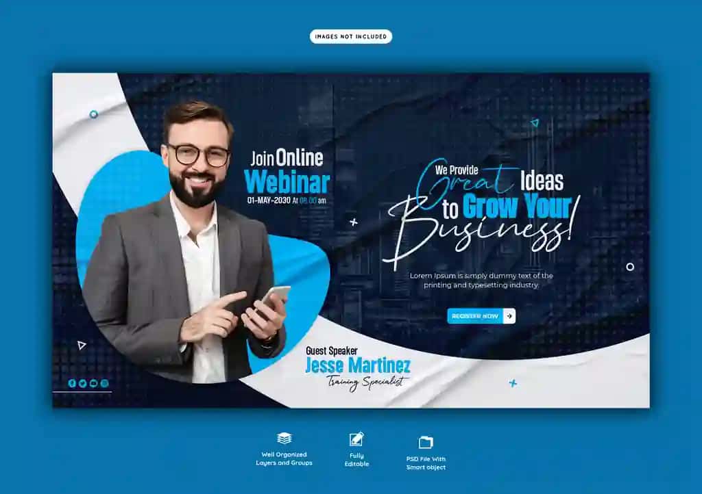 Raqamli marketing jonli vebinar korporativ veb-banner shabloni | Digital marketing live webinar corporate web banner template