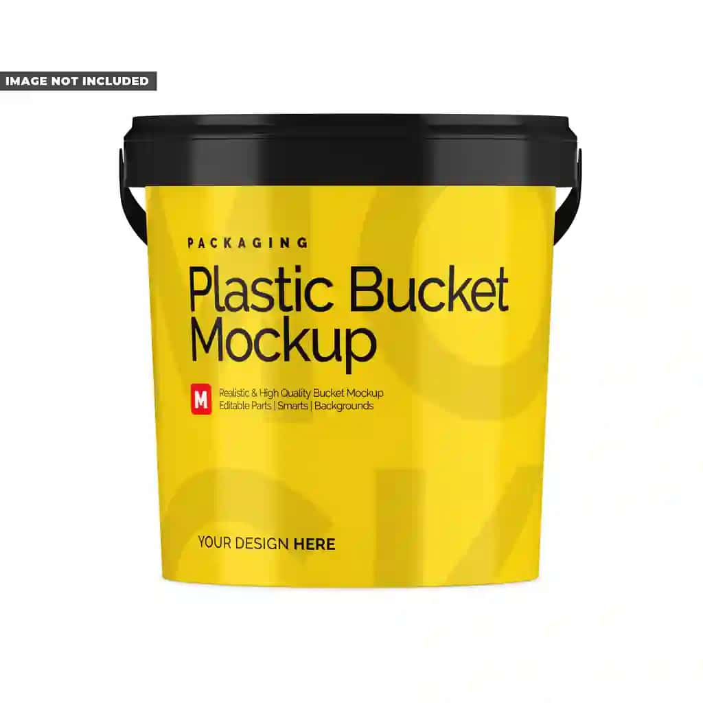 Yaltiroq plastik chelak maketi | Glossy plastic bucket mockup
