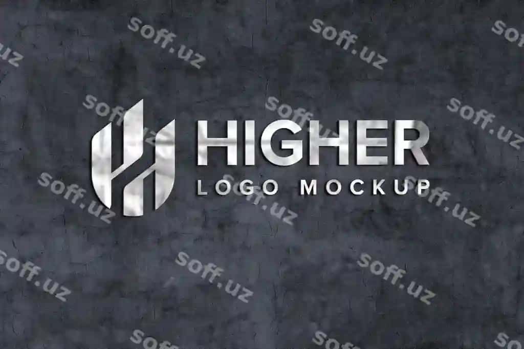 Bozorov metal logotip namuna dizayni betoni devor | Luxury metal logo mockup design concrete wall