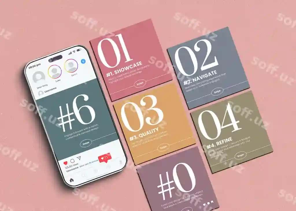 Instagram karusel post mockup shabloni | Instagram carousel post mockup template